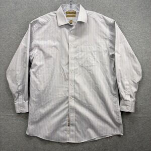 Roundtree & Yorke Gold Label Dress Shirt Men 16 34 Blue Stripe 80s Twill Office